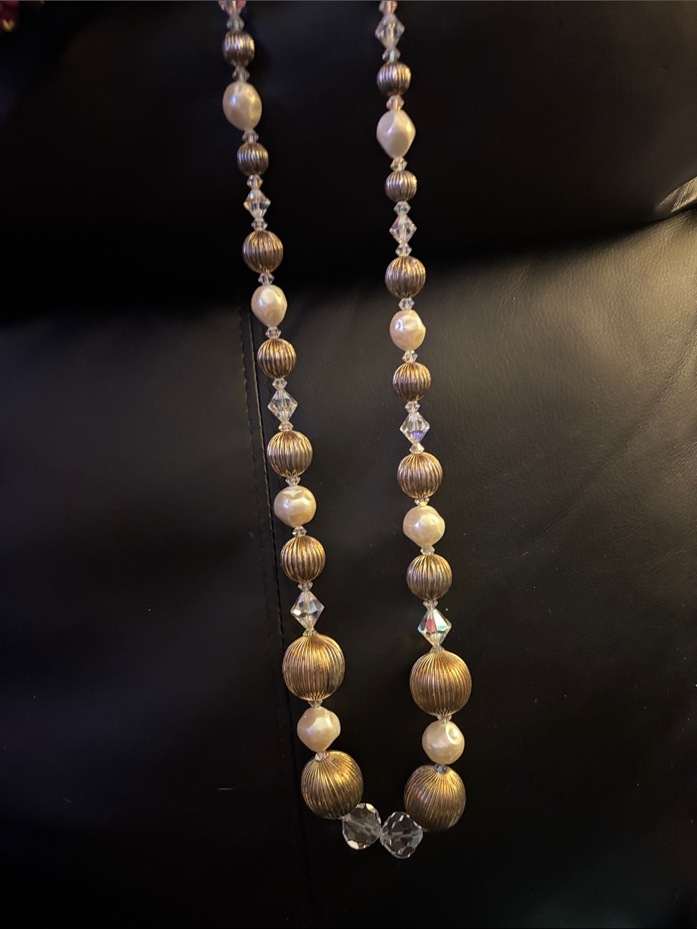 Gold and Pearl Beaded Women's Necklace